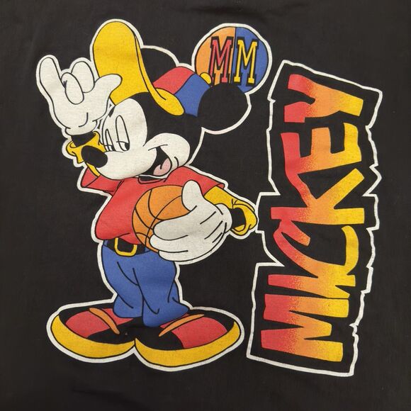 Vintage 90s Disney Mickey Shirt single stitch T-Shirt Hip Hop sz M Double Sided - Picture 8 of 10